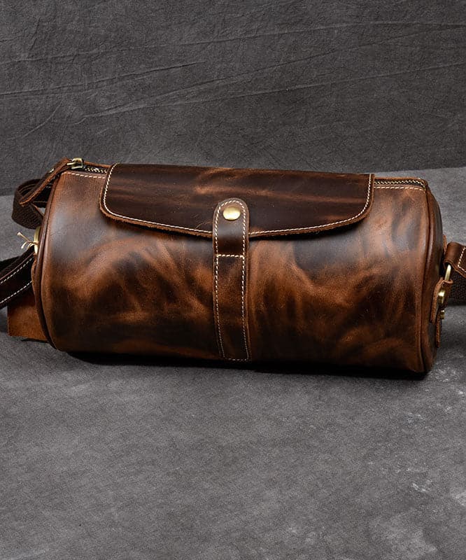 Retro Khaki Bucket Shape Paitings Calf Leather Messenger Bag ZP-BGS220816