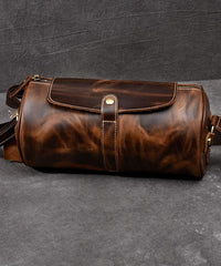 Retro Khaki Bucket Shape Paitings Calf Leather Messenger Bag ZP-BGS220816