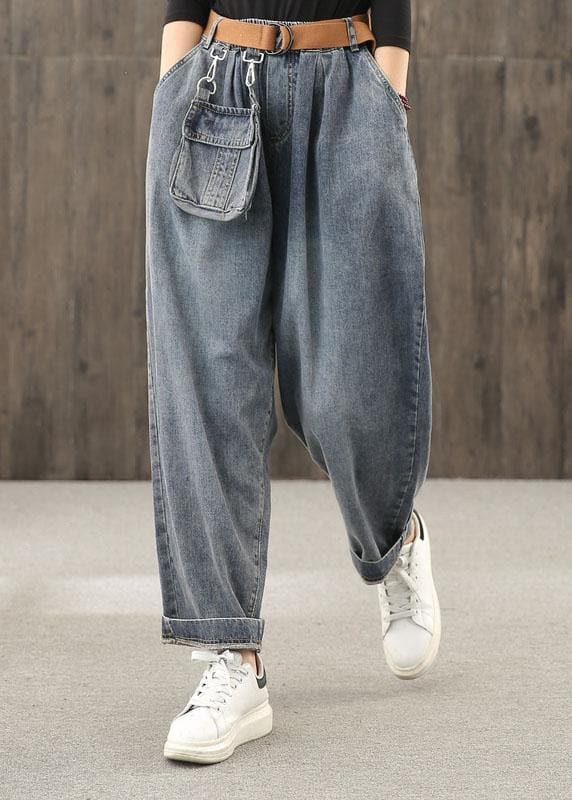 Retro denim blue autumn new trousers plus size harem pants LPTS200915