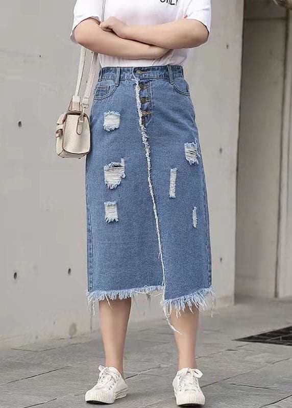 Retro Casual Large Elastic Waist 2021 Spring New Denim Skirt SKTS210305