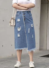 Retro Casual Large Elastic Waist 2021 Spring New Denim Skirt SKTS210305