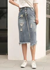 Retro Casual Large Elastic Waist 2021 Spring New Denim Skirt SKTS210305