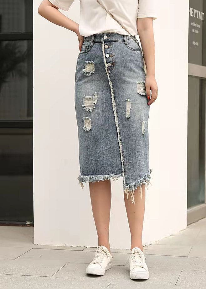 Retro Casual Large Elastic Waist 2021 Spring New Denim Skirt SKTS210305