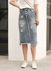 Retro Casual Large Elastic Waist 2021 Spring New Denim Skirt SKTS210305