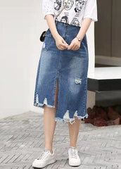 Retro Casual Large Elastic Waist 2021 Spring New Denim Skirt SKTS210305