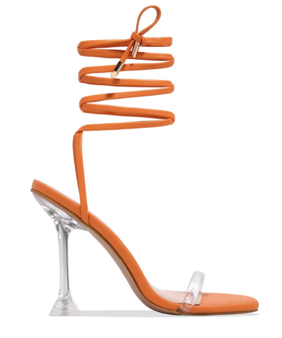 Sexy Leopard Print Lace Up Clear Stiletto Heels Peep Toe Sandals For Women GW-GGX22061501