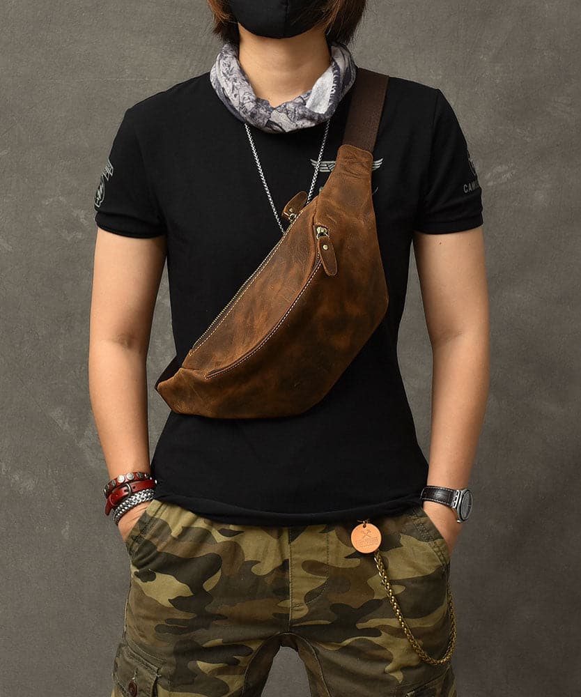Simple Brown Solid Color Calf Leather Messenger Bag ZP-BGS220816
