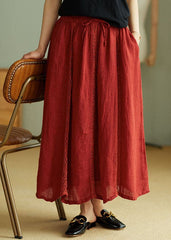 Simple Red lace Patchwork Linen Skirt Spring GK-SKTS220208