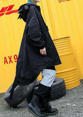 Simple black hooded Fine tunic pattern Work Outfits low high design fall outwears AT-TCT190923