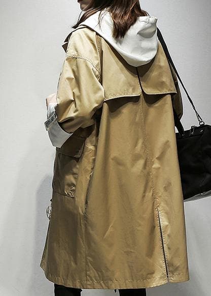 Simple hooded drawstring Fine Coats Women khaki cotton women coats TCT201207