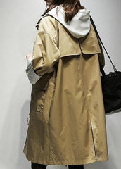 Simple hooded drawstring Fine Coats Women khaki cotton women coats TCT201207
