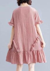 Simple o neck Ruffles Cotton clothes Inspiration red plaid Dress SDM200325