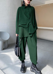 Slim suit female plus size fashion casual green shirt pants two-piece suit AT-FDL200909