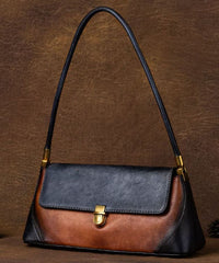 Style Brown Color contrast Paitings Leather Tote Handbag BGS220210