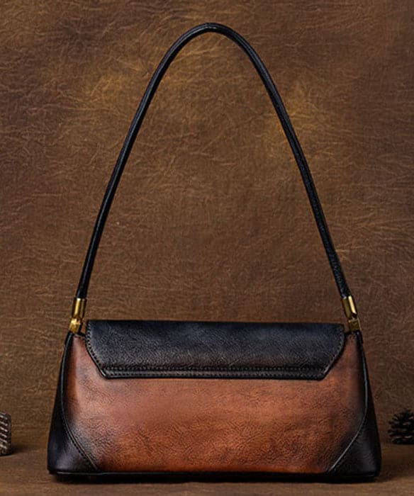 Style Brown Color contrast Paitings Leather Tote Handbag BGS220210