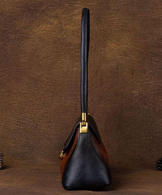 Style Brown Color contrast Paitings Leather Tote Handbag BGS220210