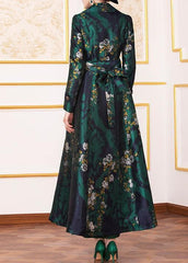 Style navy prints Fashion outfit Work Outfits tie waist  big hem outwears TCT191211