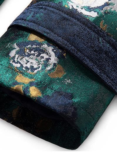 Style navy prints Fashion outfit Work Outfits tie waist  big hem outwears TCT191211