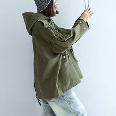 Tea green oversized trench coats plus size short hoodies outwear TCT171028