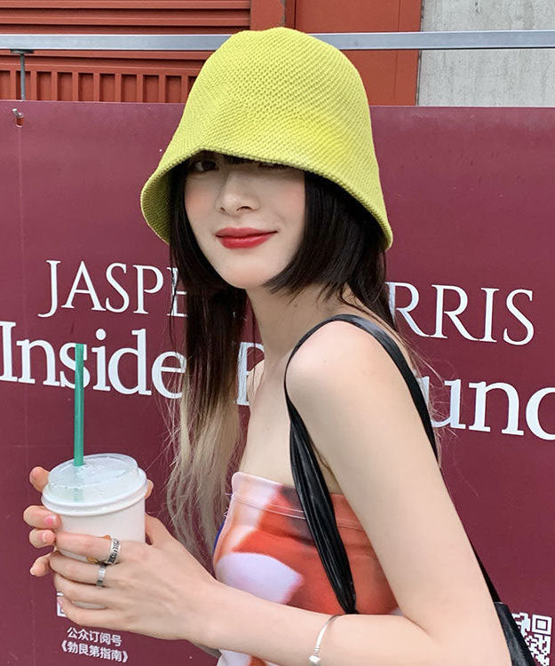 Unique Green Solid Color Knit Bucket Hat dylinoshop
