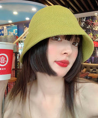 Unique Green Solid Color Knit Bucket Hat dylinoshop