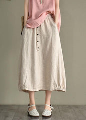 Vintage Beige Button A Line Summer Loose Skirts Linen GK-SKTS210810