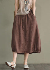Vintage Beige Button A Line Summer Loose Skirts Linen GK-SKTS210810