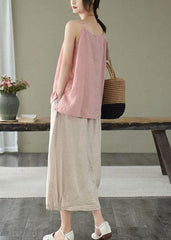 Vintage Beige Button A Line Summer Loose Skirts Linen GK-SKTS210810