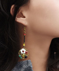 Vintage Colorblock Agate Copper Original Drop Earrings Jew-EAR220805