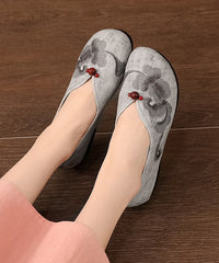 Vintage Grey Flats Comfy Cotton Fabric Embroideried Flat Feet Shoes BX-XZ-PDX20220401