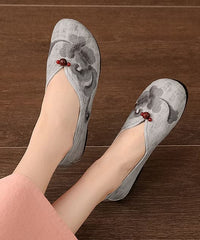 Vintage Grey Flats Comfy Cotton Fabric Embroideried Flat Feet Shoes BX-XZ-PDX20220401