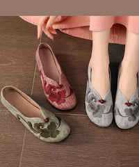 Vintage Grey Flats Comfy Cotton Fabric Embroideried Flat Feet Shoes BX-XZ-PDX20220401