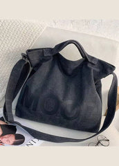 Vintage Grey Graphic Print Canvas Messenger Bag BGS211231