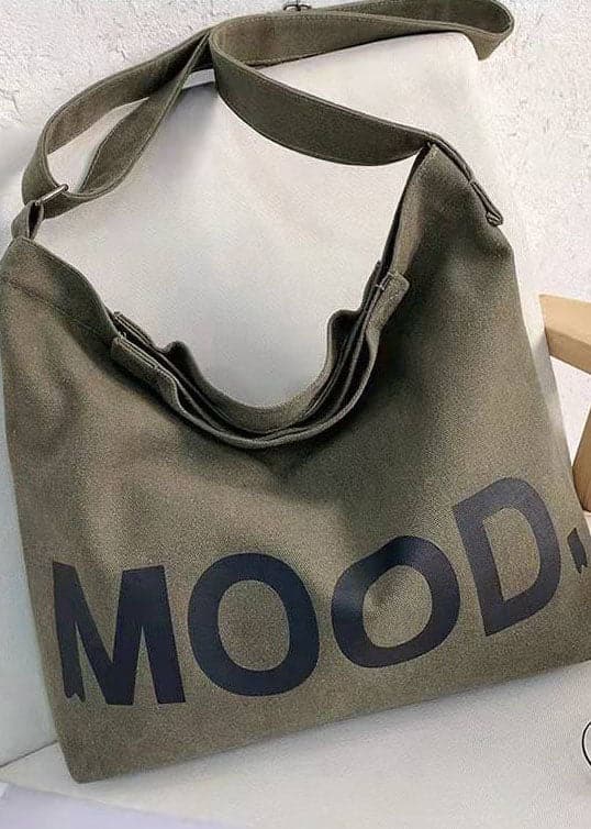 Vintage Grey Graphic Print Canvas Messenger Bag BGS211231