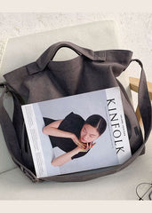 Vintage Grey Graphic Print Canvas Messenger Bag BGS211231