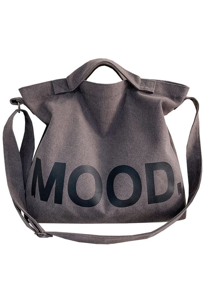 Vintage Grey Graphic Print Canvas Messenger Bag BGS211231