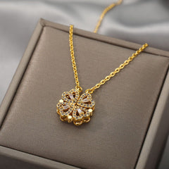 Vintage Lucky Four Leaf Clover Necklaces Charm Jewelry NCJSQ55 Stainless Steel Touchy Style