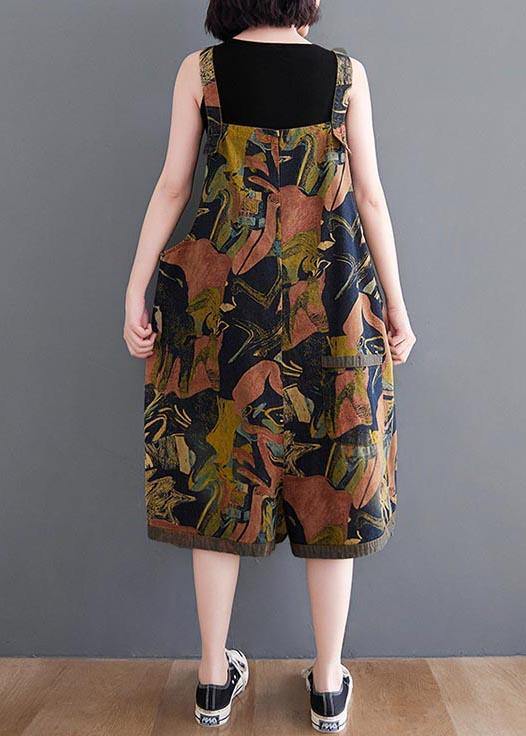 Vintage Navy Print Button Summer Romper dylinoshop