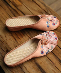 Vintage Orange Embroideried Comfy Cotton Slide Sandals SHOE-LT220328