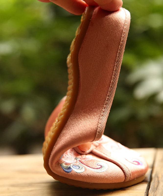 Vintage Orange Embroideried Comfy Cotton Slide Sandals SHOE-LT220328