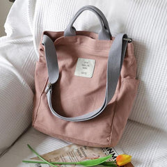 Vintage Upcycle Casual Patchwork Large Canvas Shoulder pink Bag BGS200801