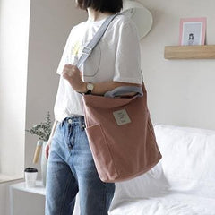 Vintage Upcycle Casual Patchwork Large Canvas Shoulder pink Bag BGS200801