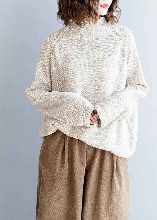 Vintage beige knitted blouse fall fashion o neck Button Down clothes NTP201026