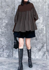 Vintage black sweater tops Puff Sleeve Loose fitting Cinched knit tops AT-NTP191231