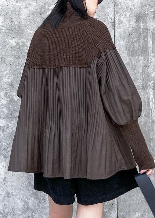 Vintage black sweater tops Puff Sleeve Loose fitting Cinched knit tops AT-NTP191231