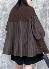Vintage black sweater tops Puff Sleeve Loose fitting Cinched knit tops AT-NTP191231