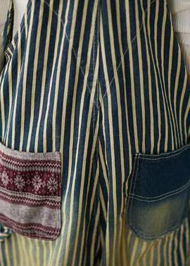 Women Casual Cotton Minimalist Vertical Striped Vintage Full Length Jumpsuits dylinoshop