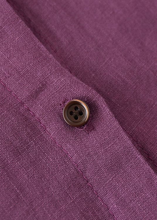 Women Purple button Peter Pan Collar Linen Shirt top Long Sleeve GK-LTP220228