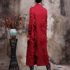 Red Feather Spring Maxi Dress Plus Size Long Dresses ZS-FDL210209