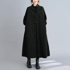 Women black Fashion coats Sewing lapel Button Down coats TCT201123